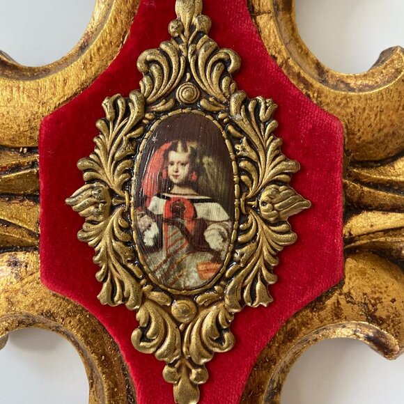 Vintage Gold and Red Wall Decor Art - Picture 2 of 10